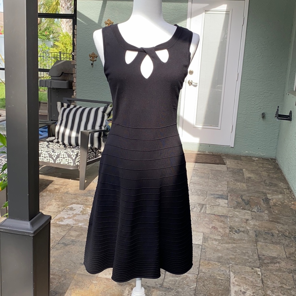 INC sleeveless black knit dress